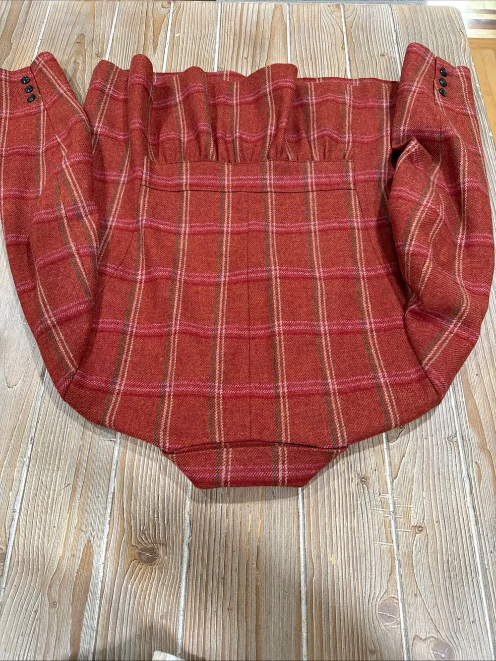 Talbots 16W Petite Wool Plaid Blazer Jacket Grannycore Professorcore Orange